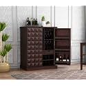Krishna Wood Decor Solid Sheesham Wood Bar Cabinet with Wine Rack and Glass Holder, Bar Units with Storage Drawer, Furniture for Home, Restaurant and Hotel Areas
