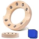 Wooden Bowling Ball Spinner with Varnished Finish – Universal Ball Polisher for 1–26 lbs Balls – 5.9in Compact Manual Spinner for Ball Cleaning & Maintenance – 2 Dual-Sided Cloths Included