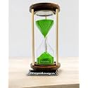 Wooden and Brass 5 Minute Green Sand Timer Hourglass Antique Finish Ideal for Home Decor, Exercise, Tea Making, and Study Table Decor