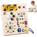 Wooden Busy Board, Montessori Toys & Gifts for 1-2 Year Old Boys Girls