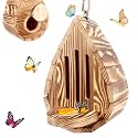 Wooden Butterfly House and Feeder, Hanging Butterfly House for Garden