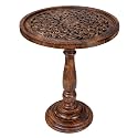Wooden Coffee Table,End Table with Single Pillar,Small Table,Night Stand,Side Table,Bedside Table,Living Room Side Table for Magazines, Books &amp; Plants - 18"x22" - Burnt