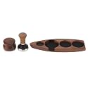 Wooden Coffee Tamper Holder with 1 Tamper 1 Distributor, Walnut Wood Coffee Distributor Stand Stainless Steel Cafe Accessories for Bar Restaurant (For 51/53mm Base 53mm Tamper 53mm Distributor)