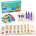 Wooden Counting Numbers Peg Board for Kids, Montessori Math Learning Toy 3+