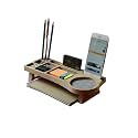 Wooden Desk Organizer with Phone Stand Multi-Compartment