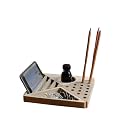 Wooden Desk Organizer with Phone Stand Multi-Compartment