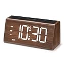 Wooden Digital Alarm Clocks for Bedrooms, Electric Desk Clock with Large Numbers, Daylight, LED Screen and Volume Control, Loud Alarm for Heavy Sleepers, Wood Decor & Gifts (Wood)