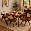 Wooden Dining Table Set with 4 Chairs