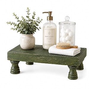 wooden display risers  natural wood tiered stand for showcasing products jewelry cosmetics cupcakes amp retail counter displays on table top rectangle - green 85 x 6 x 3