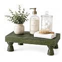Wooden Display Risers – Natural Wood Tiered Stand for Showcasing Products, Jewelry, Cosmetics, Cupcakes & Retail Counter Displays on Table Top Rectangle - Green, 8.5 x 6 x 3