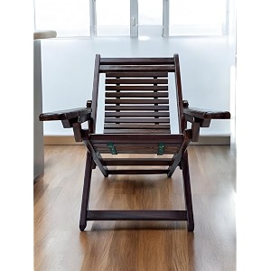 generic traditional wooden easy chair - brown wing back foldable outdoor relaxation