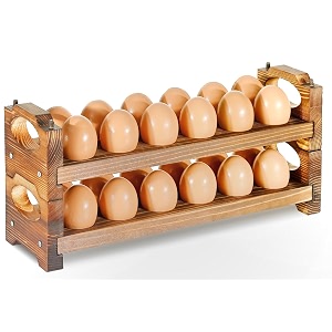 Wooden Egg Holder Countertop 2-Tier 24-Hole Stackable