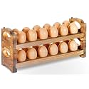 Wooden Egg Holder Countertop 2-Tier24-Hole Stackable