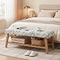 Wooden End of Bed Bench Entryway Bench with Storage, Floral