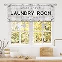 Wooden Farmhouse Laundry Room Curtain Valance for Window Treatments Vintage Barn Rod Pocket Treatment Rustic Country Grey White Window Drapes for Bathroom 1 Panel (52x18 Inch)