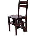 Wooden Folding Ladder Stool Chair Dual-use Multi-Function Climbing Ladder Home 4 Step Ladder Stepladders (Cherries Color)
