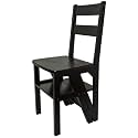 Wooden Folding Ladder Stool Chair Dual-use Multi-Function Climbing Ladder Home 4 Step Ladder Stepladders (Black Walnut Color)
