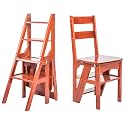 Wooden Folding Library Ladder Chair,Step Ladders,Foldable Chair Counter Chair Step Stool for Adults,2 in 1 Ladder Chair Storage Shelf for Indoor(Pine)