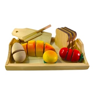 wooden food set for kids wood toy set of 8 pieces for your little chef39s cut amp play