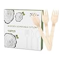Wooden Forks Disposable, 100 Pack, 6.2 Inch Birch Wood Cutlery