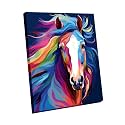 Wooden Framed Paint by Numbers DIY Acrylic Painting Kit for Kids & Adults Beginner – 16" Wx12 L Colorful Horse Head Pattern