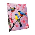Wooden Framed Paint by Numbers DIY Acrylic Painting Kit for Kids & Adults Beginner – 16" Wx12 L Colorful Bird Pattern
