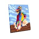 Wooden Framed Paint by Numbers DIY Acrylic Painting Kit for Kids & Adults Beginner – 16" Wx12 L Color Horse Pattern