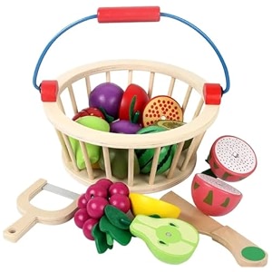 wooden fruit basket pretend play  activity toy montessori game early educational toys toys gamespretend play  role play multicolour