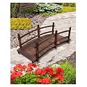 Wooden Garden Bridge, Wood Arc Footbridge, Outdoors Arch Walkway Bridge with Railing, Rustic Walking Bridge for Landscaping Backyard Path(140cm (4.6ft))