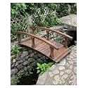 Wooden Garden Bridge, Wood Arc Footbridge, Outside Curved Pond Bridges with Side Rails, for Yard Deck Patio, Wooden Walkway Bridge