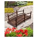 Wooden Garden Bridge, Wood Arc Footbridge, Outdoors Arch Walkway Bridge with Railing, Rustic Walking Bridge for Landscaping Backyard Path(150cm (5ft))