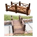 Wooden Garden Bridge, Wood Arc Footbridge, Wood Arch Landscape Bridge for Walkway Path Small Stream, Carbonized Garden Walking Bridge Decorative