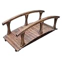 Wooden Garden Bridge, Wood Garden Bridge, Little Water Bridge with Double Rails, Rustic Path Bridges Decoration