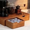 Wooden K Cup Organizer Coffee Pod Organizer, Kcup Holder for Counter, 30 Pack Coffee Pod Holder, Large Container Organizador De Cafe for Drawer Under Brewer (1Pcs)