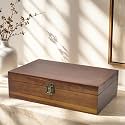 Wooden Keepsake Box with Hinged Lid – 13.78″ Large Memory Storage Organizer for Photos, Letters, Jewelry & Time Capsules, Rustic Home Decor Gift Box
