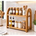 Wooden Kitchen Rack 3 Tier Kitchen Organizer Brown Rack for Countertop Wood Kitchen Pantry Cabinet Organizer (DIY) Brown A (Brown White)