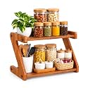 Wooden Kitchen Rack 3 Tier Kitchen Organizer Brown Rack for Countertop Wood Kitchen Pantry Cabinet Organizer (DIY) Brown A (Brown C)