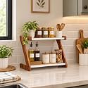 Wooden Kitchen Rack 3 Tier Kitchen Organizer Brown Rack for Countertop Wood Kitchen Pantry Cabinet Organizer (DIY) Brown A (Black)
