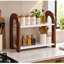 Wooden Kitchen Rack 3 Tier Kitchen Organizer Brown Rack for Countertop Wood Kitchen Pantry Cabinet Organizer (DIY) Brown A (White Brown A)