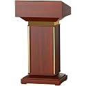 Wooden Lectern with Drawer and Open Storage Classic Standing Podium Spacious Desktop Pulpits for Classroom Church Worship Wedding Ceremony Sermon and Speech