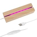 Wooden Light Display Pedestal LED Lighted Base Stand Rectangle – 7 Colors Dimmable Colorful Night Lamp, Warm Light with USB Cable for Acrylic Crystal Resin Art 3D Photo Picture Glass Plaque DIY Album