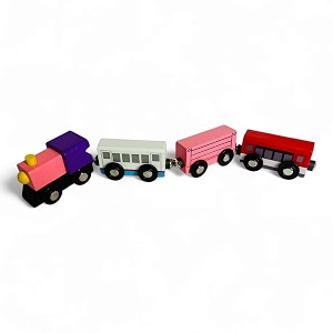 wooden magnetic train set 4 pieces educational toy for boys and girls skill-building magnetic wooden trains  deluxe railway set for toddlers kids boys and girls magnetic train style - 3