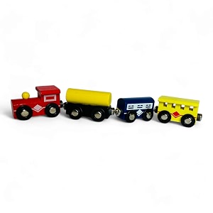 wooden magnetic train set 4 pieces educational toy  skill-building magnetic wooden trains  deluxe railway set for toddlers kids boys and girls magnetic train style - 2