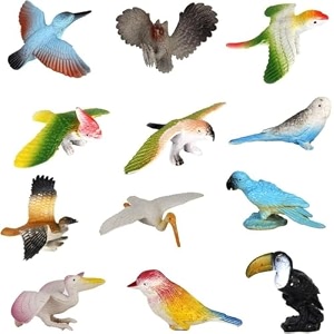 12 piece mini world of birds toys set  dinosaur kingdom figures set for kids medium size assorted animal figures non-toxic  popo toys