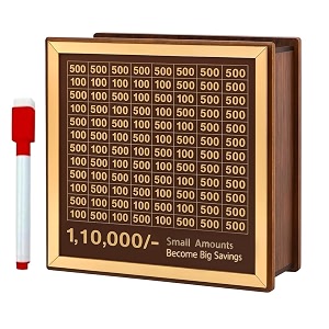wooden money saving box  cash saver money box with counting target  savings challenge piggy bank  coin amp cash bank for boys girls and adult  durable amp eco-friendly 200000 rs