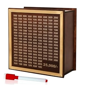 wooden money saving box  cash saver money box with counting target  savings challenge piggy bank  coin amp cash bank for boys girls and adult  durable amp eco-friendly 25000 rs
