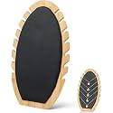 Wooden Necklace Display Stand with PU Leather Soft Mat, Detachable Oval Tabletop Jewelry Display Boards for 12 Necklaces, Bamboo Necklace Organizer Holder, 10.4x6.3x2.8 Inches