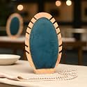 Wooden Necklace Display Stand with Rexine Soft Mat, Detachable Oval Tabletop Jewelry Display Boards for 12 Necklaces, Bamboo Necklace Organizer Holder, 10.4x6.3x2.8 Inches (Deep Blue)