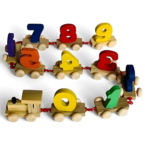 wooden number train toy for kid  wooden vehicle toys for development  numbers educational play trains with sliding wheels - pre school learning game for kids 3 years and above multicolor