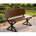 Wooden Outdoor Bench with Backrest | Frame Garden Bench | Solid Wood Patio, Balcony & Park Seating Furniture
